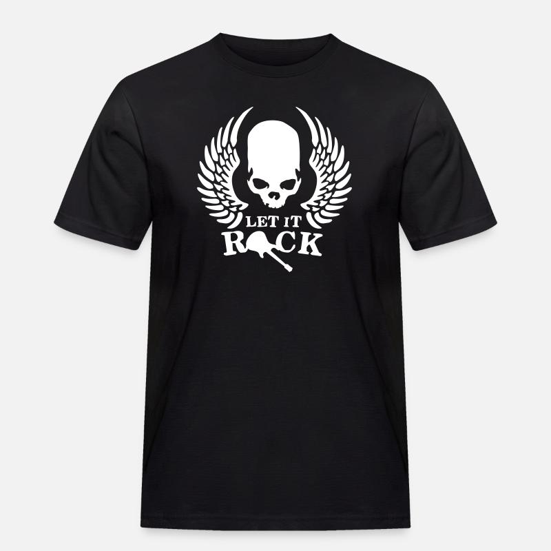 rock__roll_wing_skull_112013_e_1c - Männer Workwear T-Shirt - Schwarz
