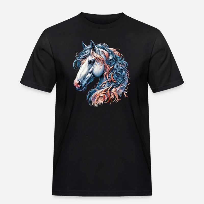 Pferd - Männer Workwear T-Shirt - Schwarz