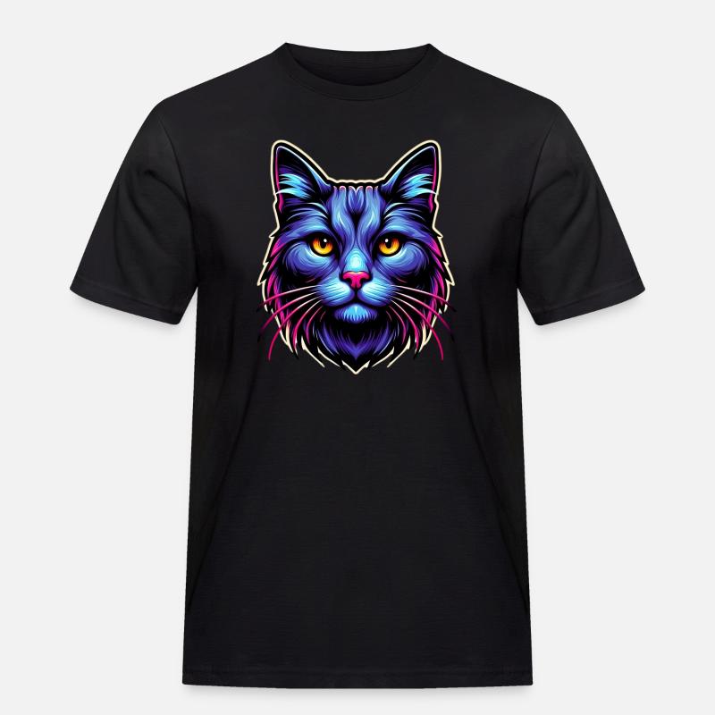 Katze - Männer Workwear T-Shirt - Schwarz