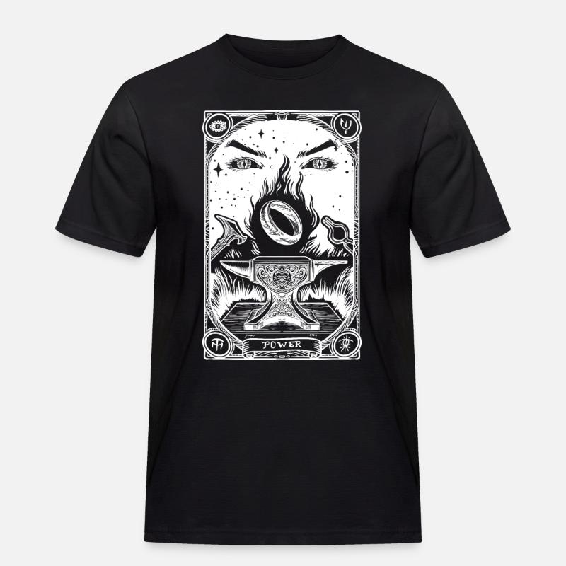 Ein Ring Tarot weiß - Männer Workwear T-Shirt - Schwarz