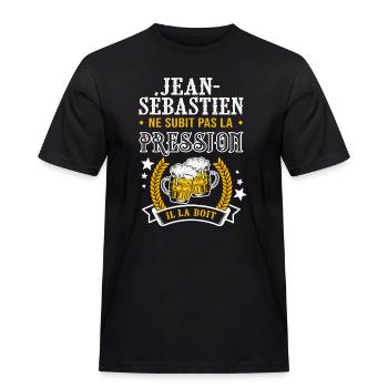 Jean-Sébastien bière cadeau Jean Sebastien fêtes - T-shirt Workwear homme - noir - Devant - AI Model Male 178 light (178cm)