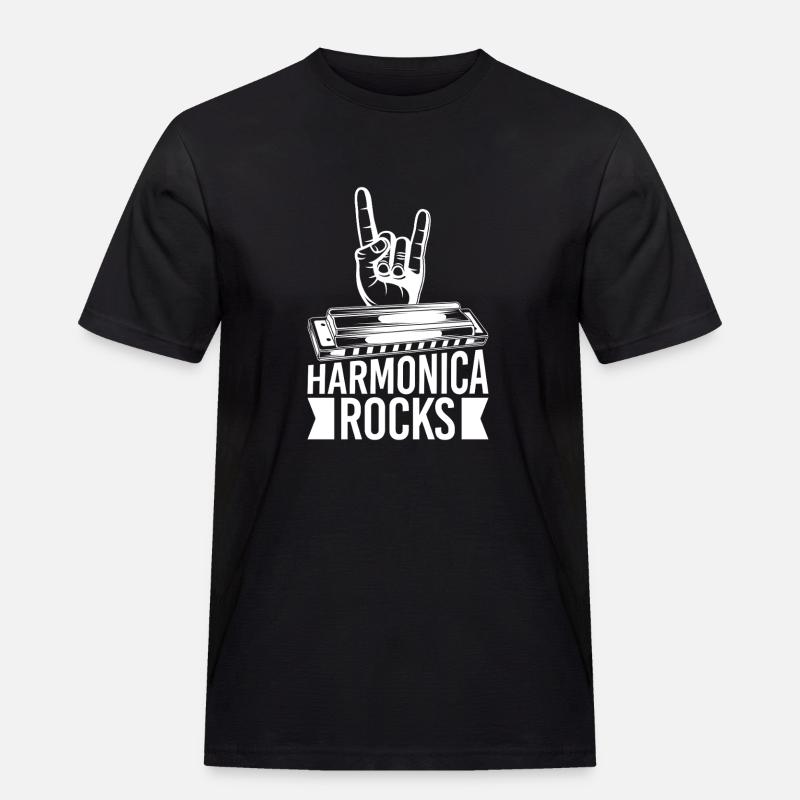 Harmonica Musican Rocks Harmonica - Männer Workwear T-Shirt - Schwarz