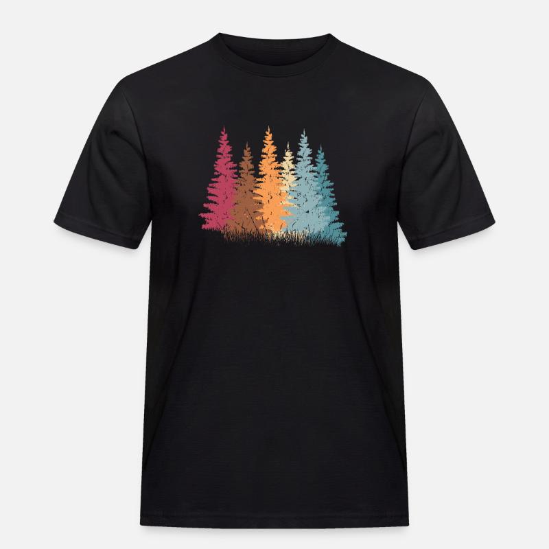 Bunter Wald mit Bäumen - Männer Workwear T-Shirt - Schwarz