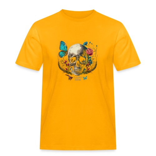 carpe diem - Totenkopf, Schmetterling, Blumen - Männer Workwear T-Shirt