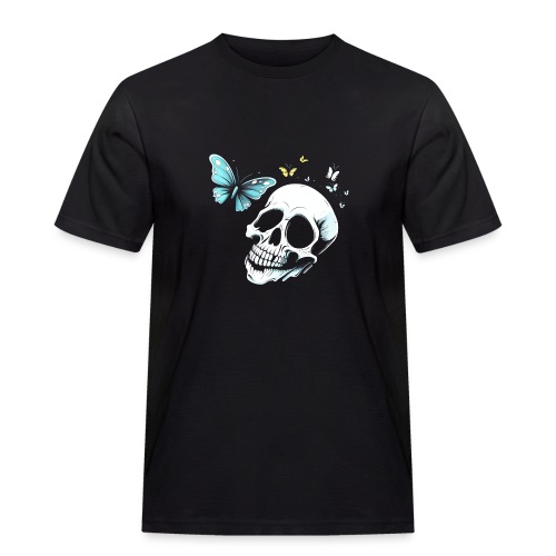 Totenkopf mit Schmetterling - Männer Workwear T-Shirt