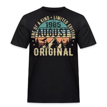 August 1985 - Geboren Im August 1985 - Geburtstags - Männer Workwear T-Shirt - Schwarz - Vorne - AI Model Male 178 light (178cm)
