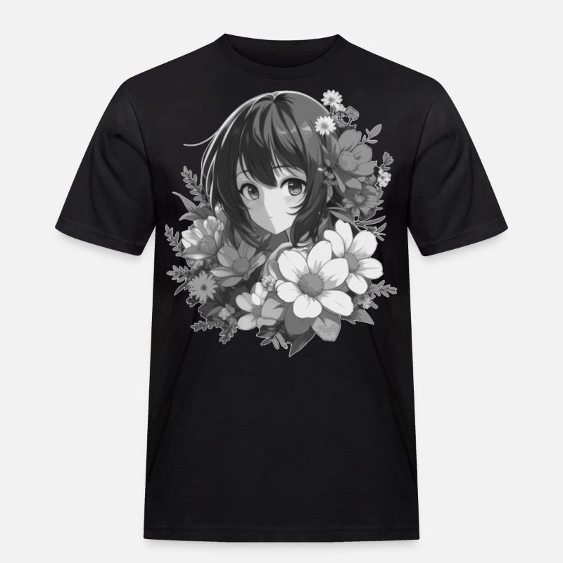 Mädchen mit Blumen 🌸 - 2 - Männer Workwear T-Shirt - Schwarz