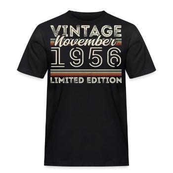 Jahrgang November 1956 Geburtstag November 1956 - Männer Workwear T-Shirt - Schwarz - Vorne - AI Model Male 178 light (178cm)