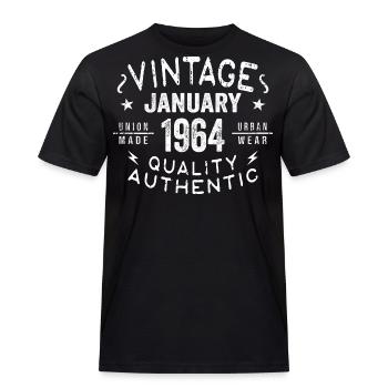 Geburtstagsgeschenk 1964 - geboren im Januar 1964 - Männer Workwear T-Shirt - Schwarz - Vorne - AI Model Male 178 light (178cm)