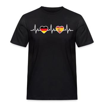 Spanien Deutschland Herzschlag Flagge Spanier - Männer Workwear T-Shirt - Schwarz - Vorne - AI Model Male 178 light (178cm)