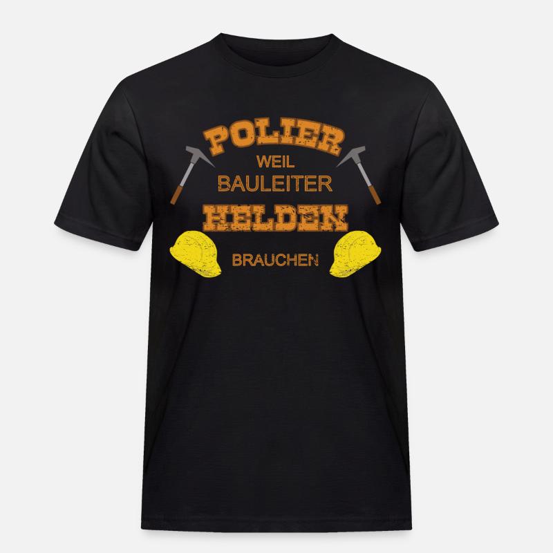 Polier Held - Männer Workwear T-Shirt - Schwarz