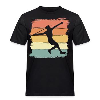 Speerwurf retro - Männer Workwear T-Shirt - Schwarz - Vorne - AI Model Male 178 light (178cm)