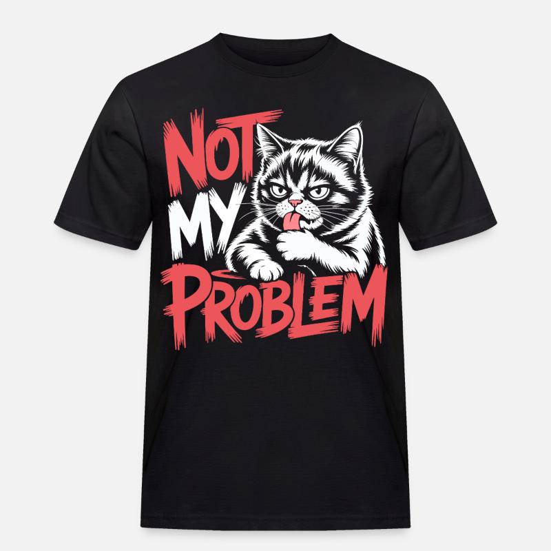 Nicht meine Problemkatze - Männer Workwear T-Shirt - Schwarz