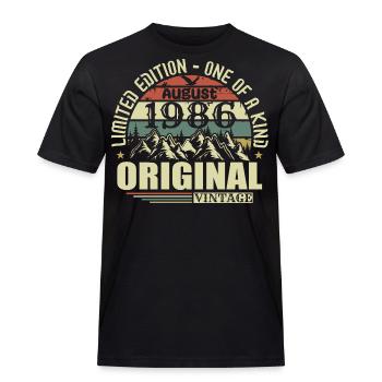 Août 1986 Anniversaire Août 1986 Millésime Août - T-shirt Workwear homme - noir - Devant - AI Model Male 178 light (178cm)