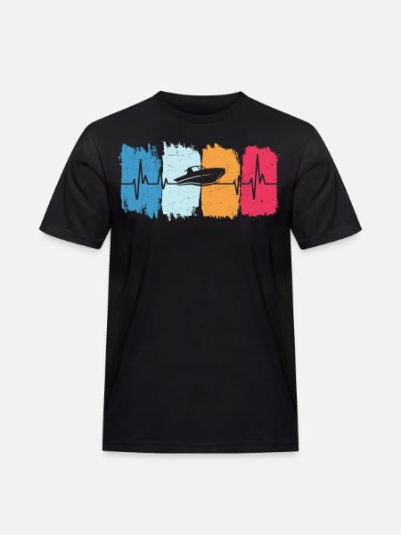 Retro hjerteslag motorbåd motorbåd - Herre Workwear T-Shirt - sort
