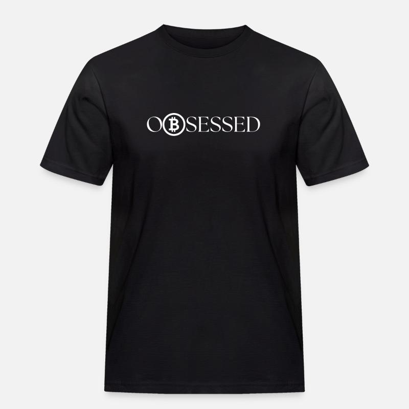 Bitcoin Obsessed - Männer Workwear T-Shirt - Schwarz