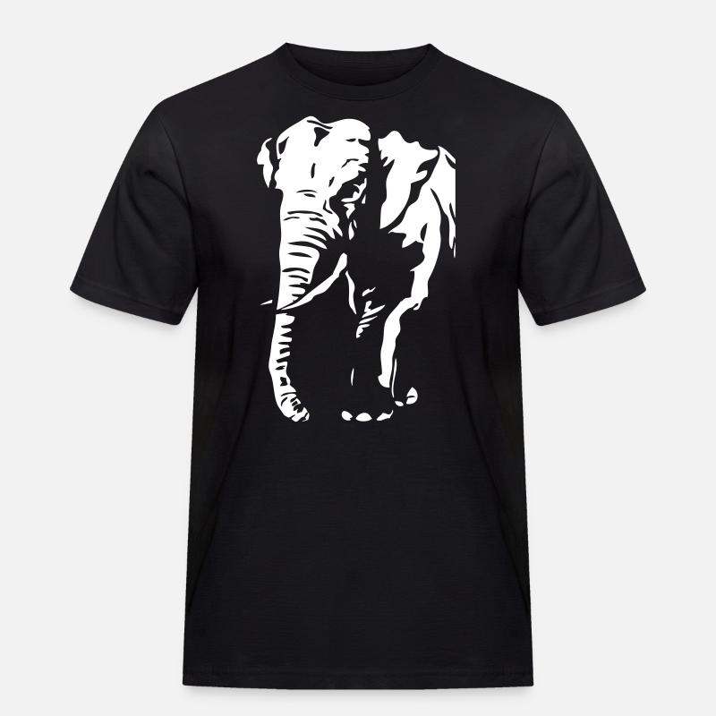 Elephant - Elefant - Männer Workwear T-Shirt - Schwarz