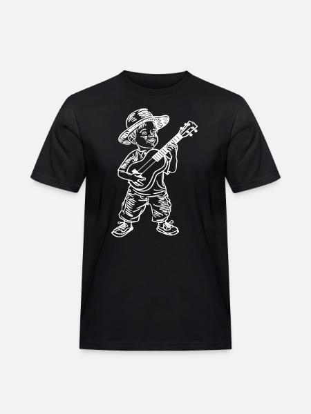Ukulele Boy Drawing - Men's Workwear T-Shirt - black