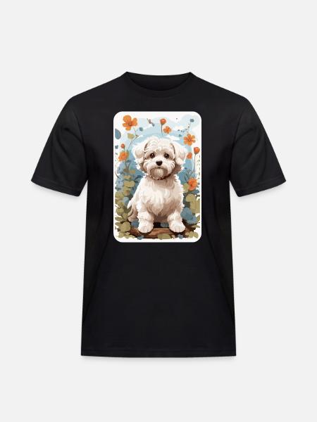 Bichon Havanais, Bichon Havenese, Hund i Natuen - Herre Workwear T-Shirt - sort