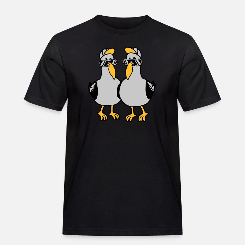 2 Möwen Team Freunde - Männer Workwear T-Shirt - Schwarz