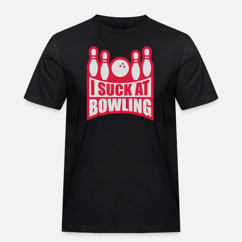 I suck at bowling - Männer Workwear T-Shirt - Schwarz