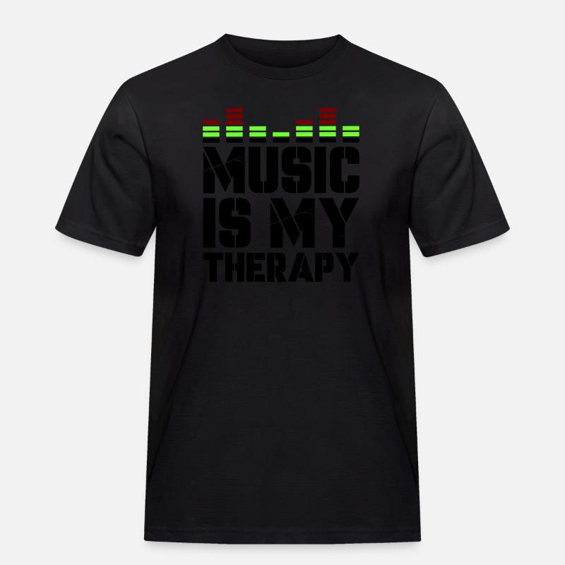 music is my therapy - Männer Workwear T-Shirt - Schwarz