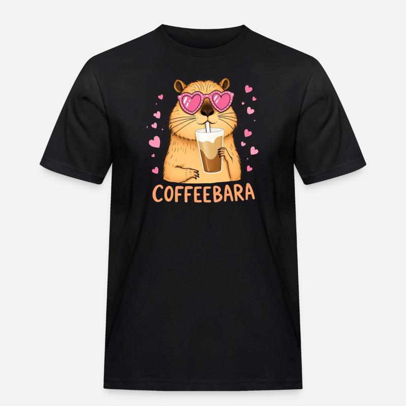 Süßes Capybara Coffeebara - Männer Workwear T-Shirt - Schwarz
