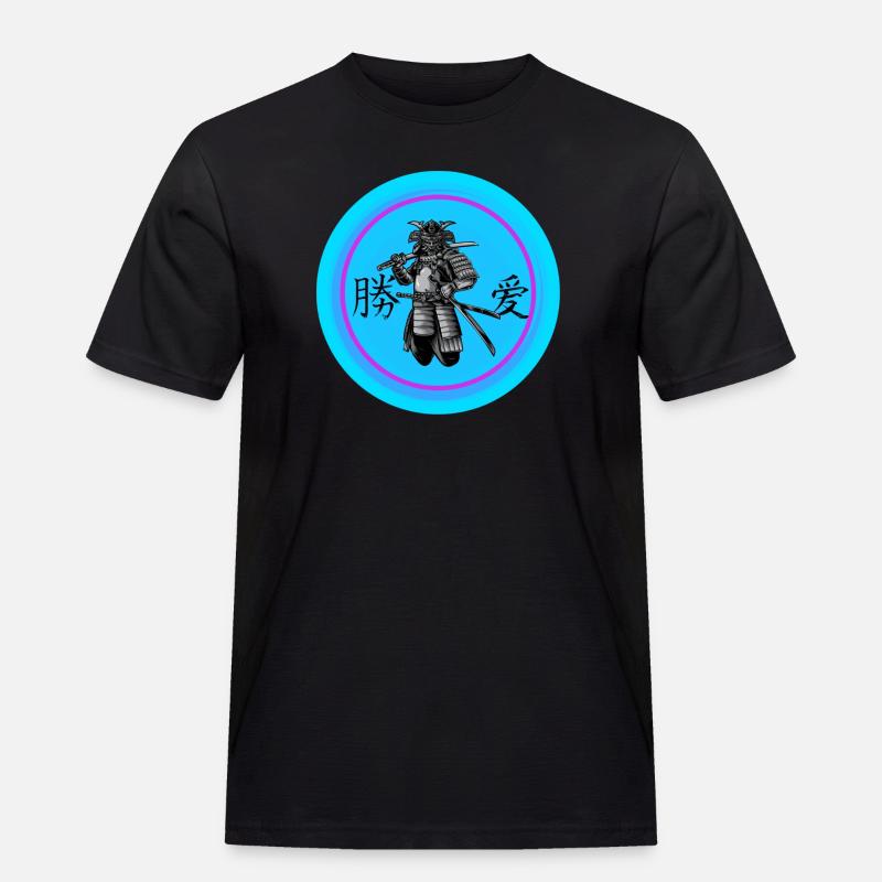 Neon Samurai - Männer Workwear T-Shirt - Schwarz