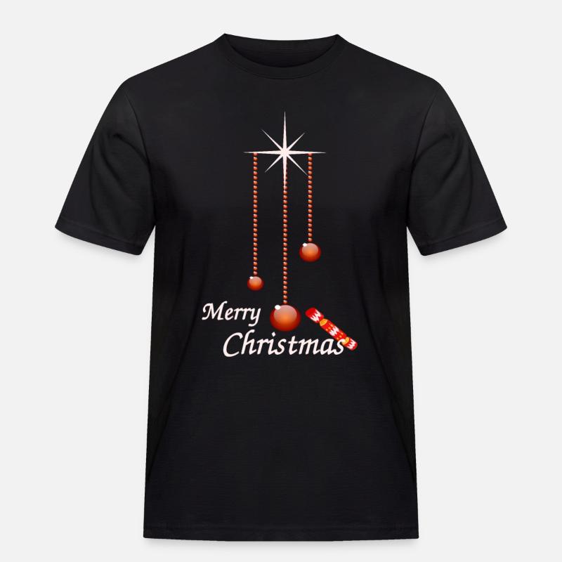 Weihnachtskugeln mit Bonbon - Männer Workwear T-Shirt - Schwarz