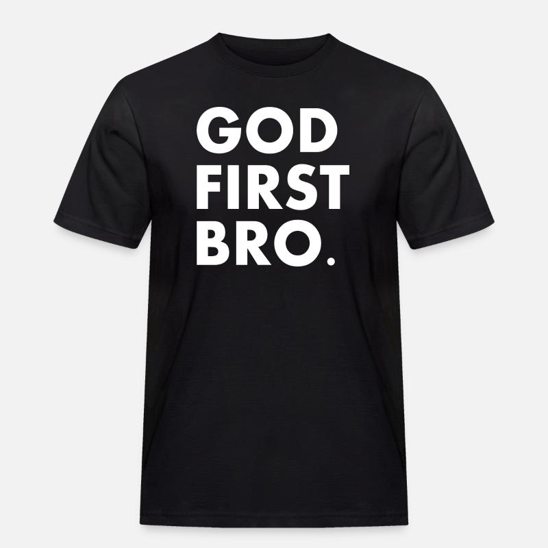 God first bro - Männer Workwear T-Shirt - Schwarz