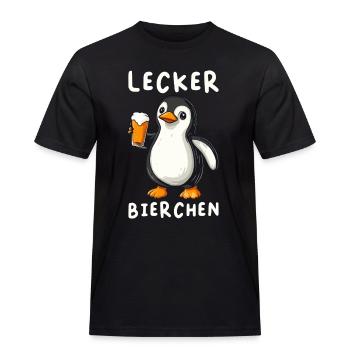 Lecker Bierchen X Pinguin mit Bier lustiges - Männer Workwear T-Shirt - Schwarz - Vorne - AI Model Male 178 light (178cm)