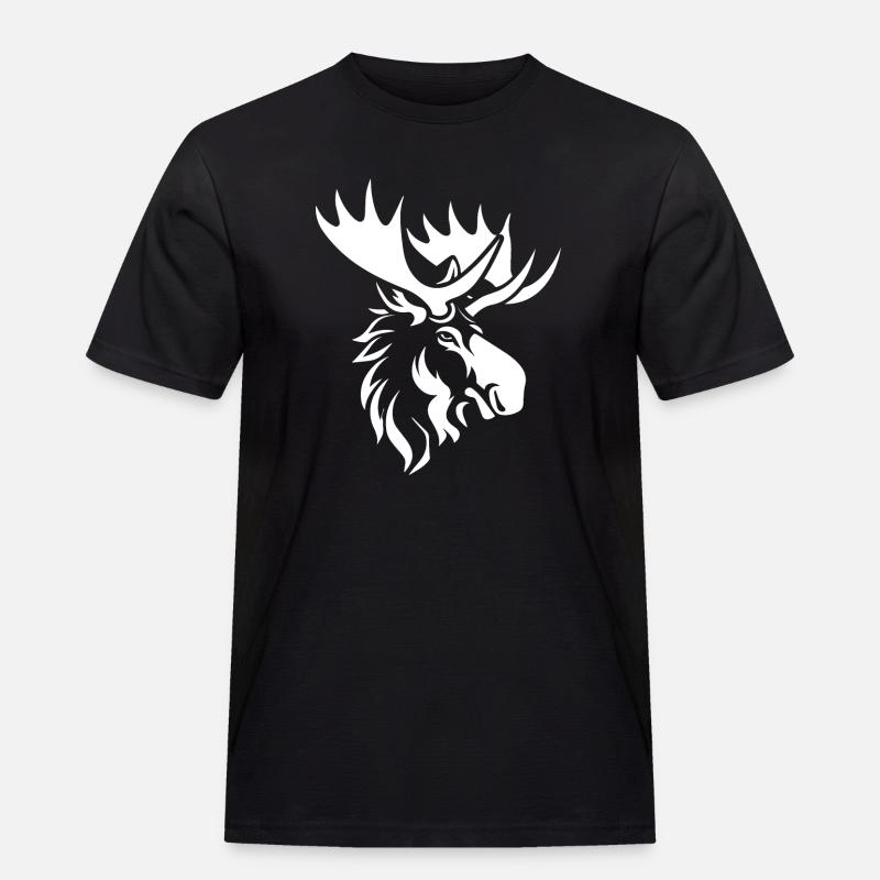 Elch - Männer Workwear T-Shirt - Schwarz