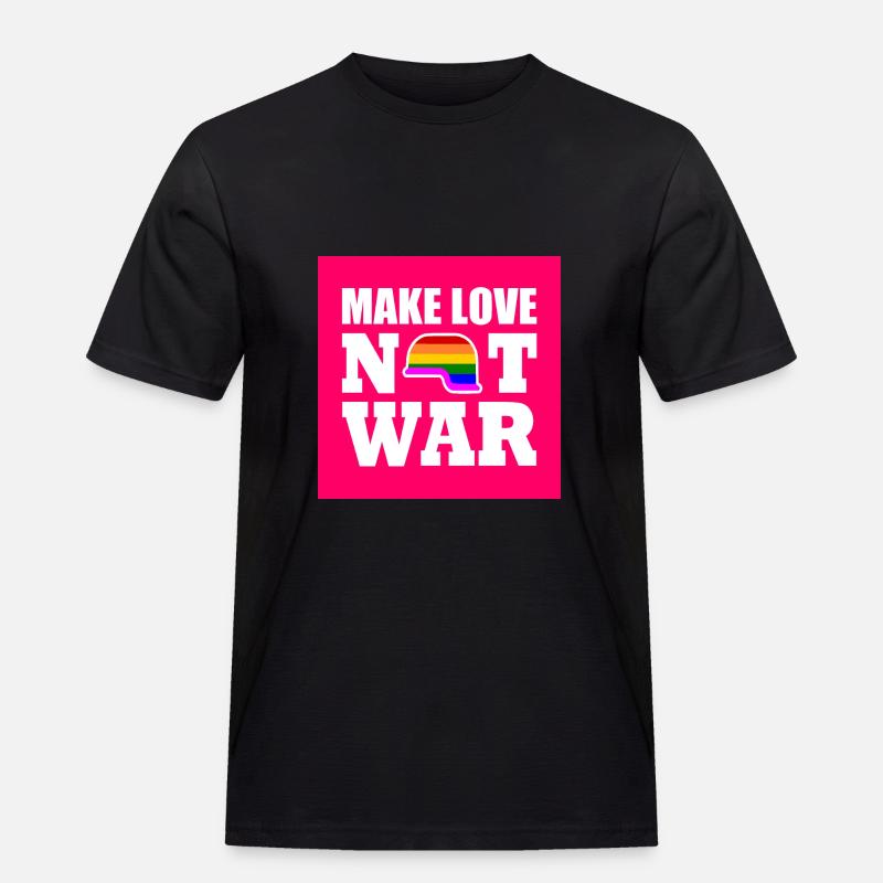 Make love not war - Männer Workwear T-Shirt - Schwarz