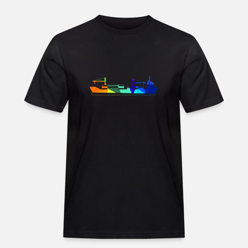 Containerschiff Regenbogen Polygon Schiffe - Männer Workwear T-Shirt - Schwarz