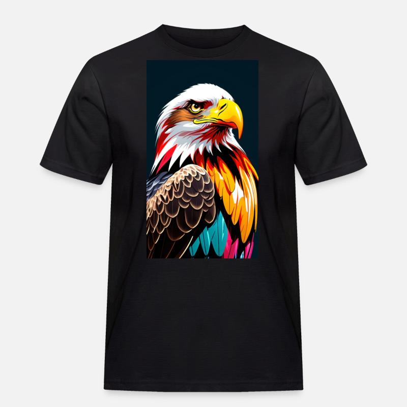 Eagle Side - Männer Workwear T-Shirt - Schwarz