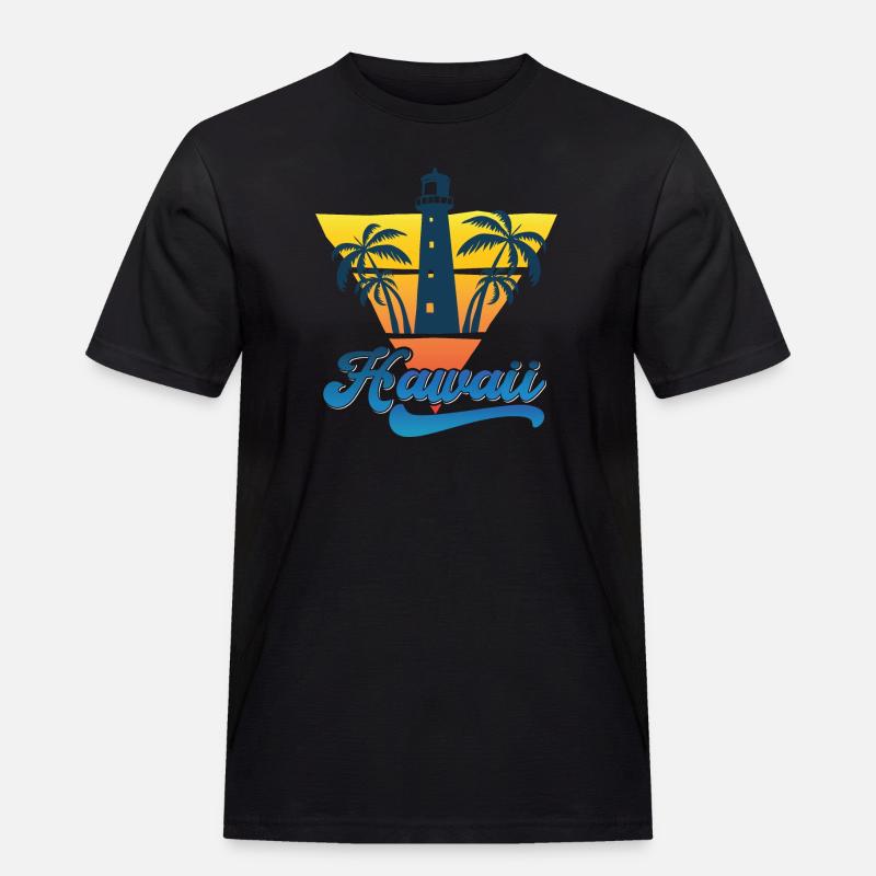 Hawaii Leuchtturm Beach Design - Männer Workwear T-Shirt - Schwarz