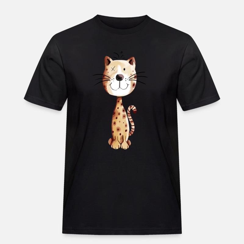 Kleine Katze - Katzen Comic - Männer Workwear T-Shirt - Schwarz