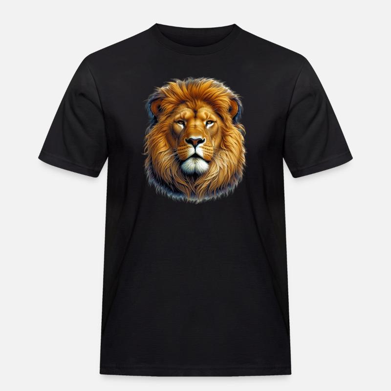 Löwe - Männer Workwear T-Shirt - Schwarz