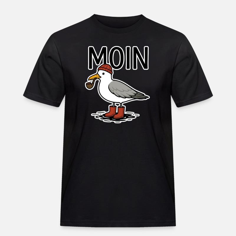 Möwe Moin - Männer Workwear T-Shirt - Schwarz