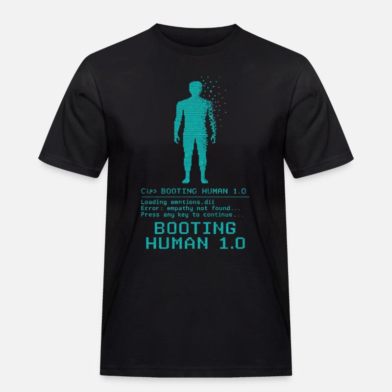 Booting Human 1.0 Empathy Error - Men's Workwear T-Shirt - black