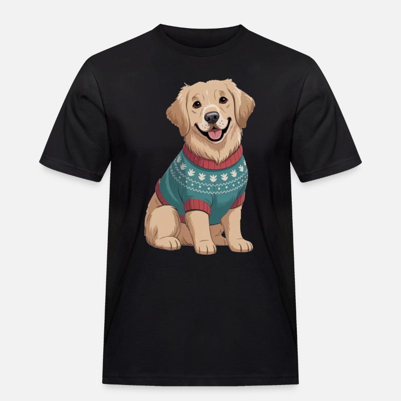 Nordischer Hund im Pullover - Männer Workwear T-Shirt - Schwarz