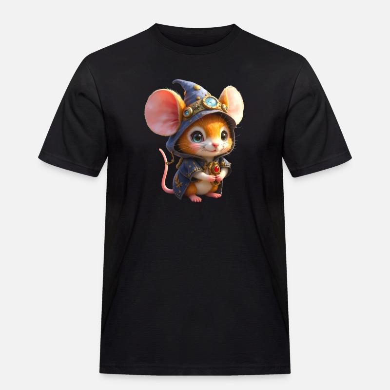 Blaue Steampunk-Zauberermaus - Männer Workwear T-Shirt - Schwarz