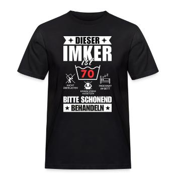 Dieser Imker ist 70. Schonend behandeln - Männer Workwear T-Shirt - Schwarz - Vorne - AI Model Male 178 light (178cm)