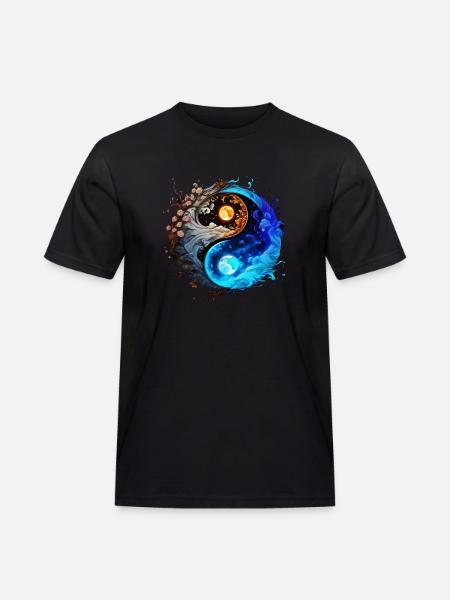 Yin Yang - Männer Workwear T-Shirt - Schwarz