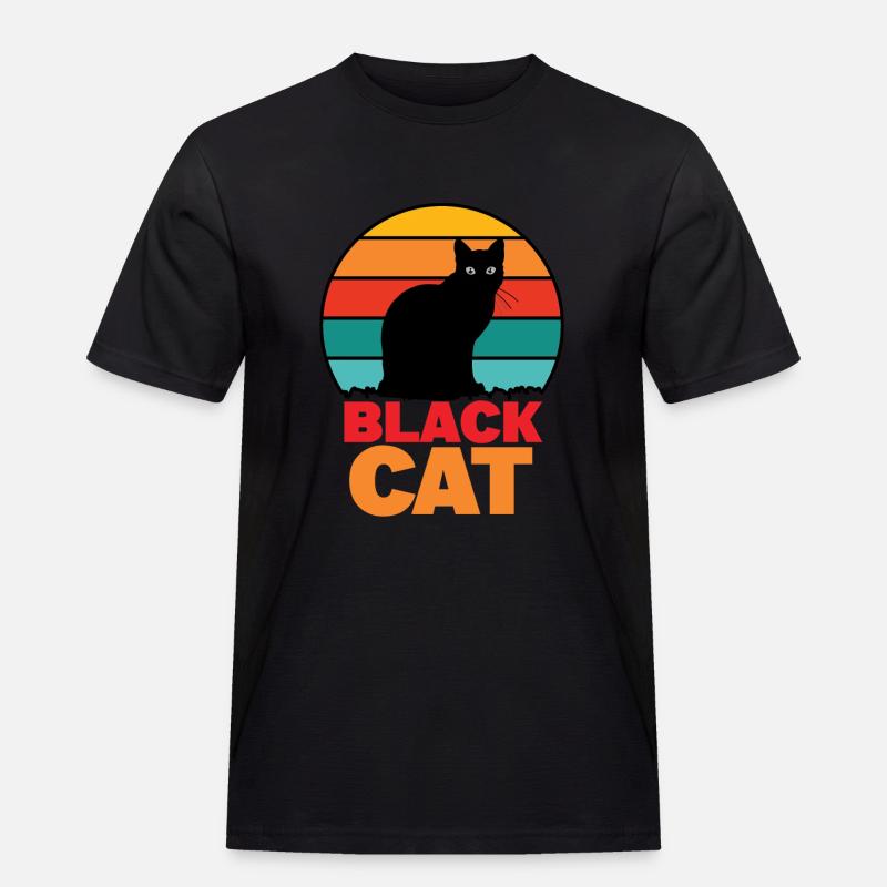 Schwarze Katze - Männer Workwear T-Shirt - Schwarz