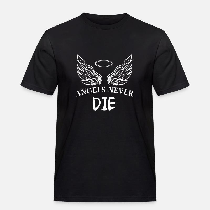 ANGELS NEVER DIE - Männer Workwear T-Shirt - Schwarz