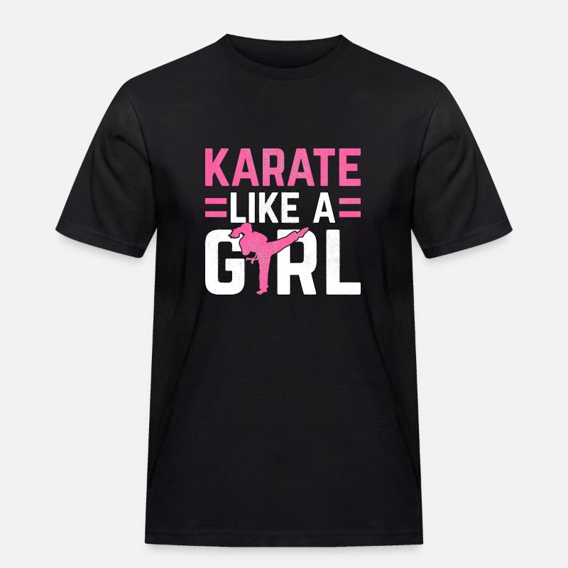 Karate wie ein Mädchen - Männer Workwear T-Shirt - Schwarz