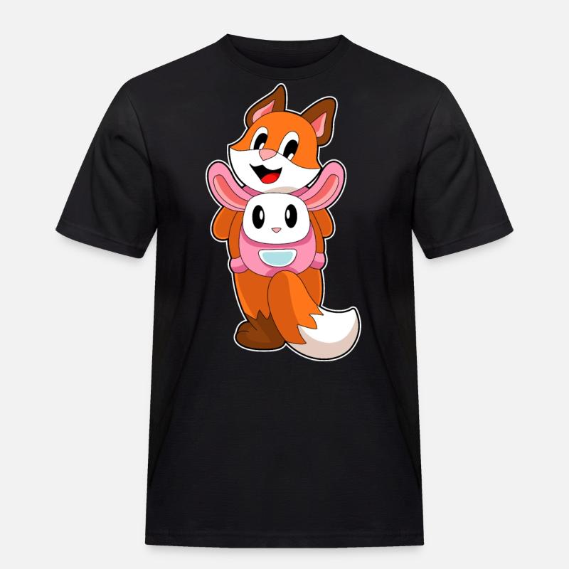 Fuchs Hase Tasche - Männer Workwear T-Shirt - Schwarz