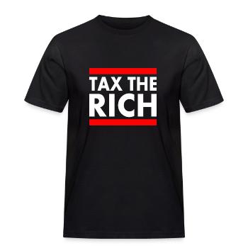 Tax the rich - Männer Workwear T-Shirt - Schwarz - Vorne - AI Model Male 178 light (178cm)