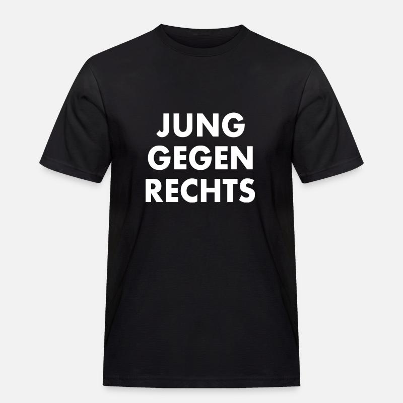 Jung gegen rechts - Männer Workwear T-Shirt - Schwarz